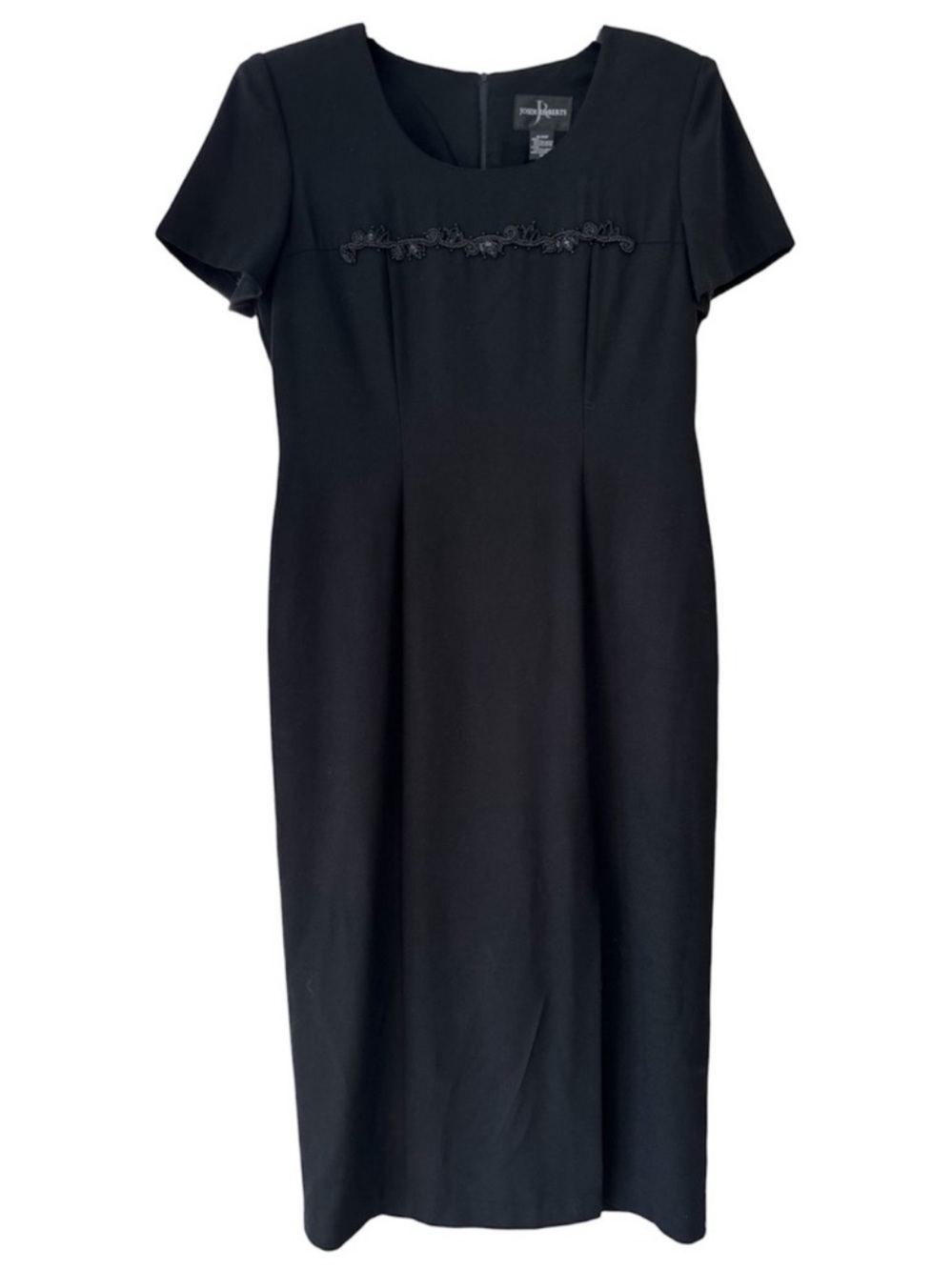 Vintage J Roberts Black Beaded Dress Formal Evening Cocktail 90s Maxi Size 14 - Picture 10 of 16